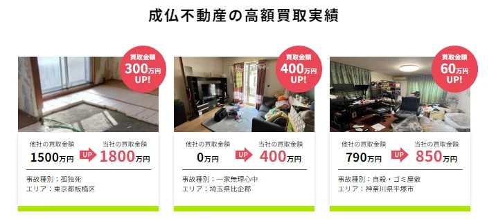 成仏不動産,事故物件,買取実績