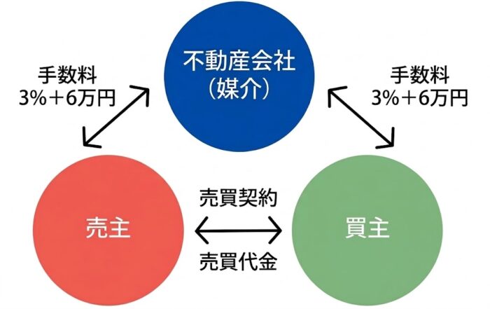 仲介,売却,売り主,不動産会社,図